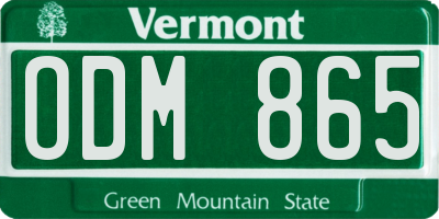VT license plate ODM865