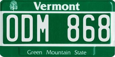 VT license plate ODM868