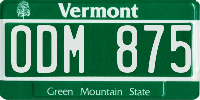VT license plate ODM875