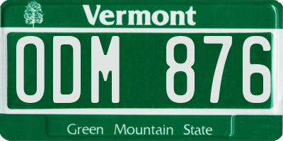 VT license plate ODM876