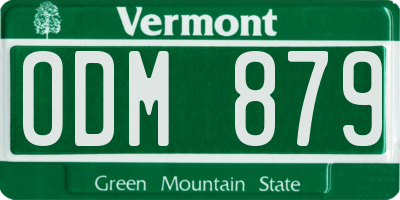 VT license plate ODM879