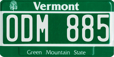 VT license plate ODM885