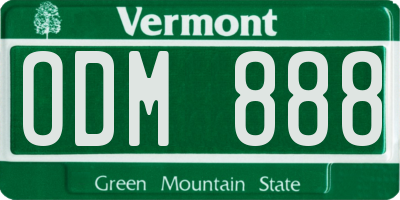 VT license plate ODM888
