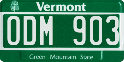 VT license plate ODM903