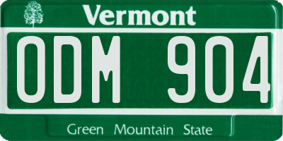 VT license plate ODM904