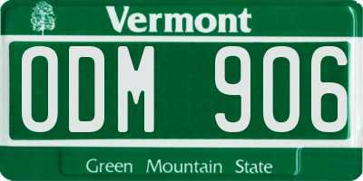 VT license plate ODM906