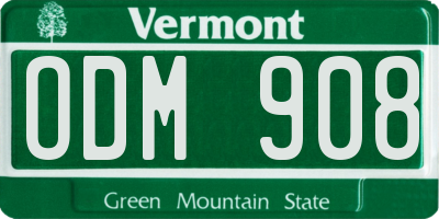 VT license plate ODM908