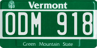 VT license plate ODM918
