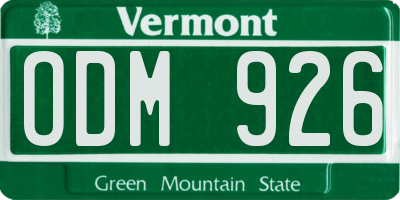 VT license plate ODM926