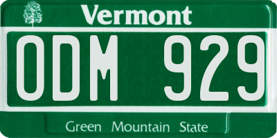 VT license plate ODM929