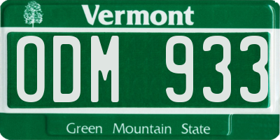VT license plate ODM933