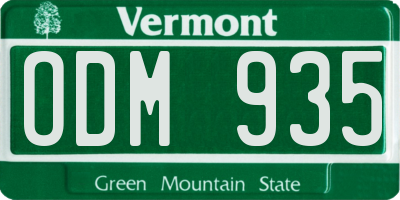 VT license plate ODM935
