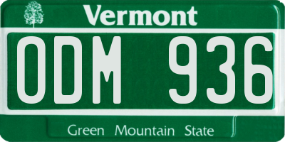 VT license plate ODM936