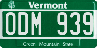 VT license plate ODM939