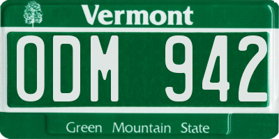 VT license plate ODM942