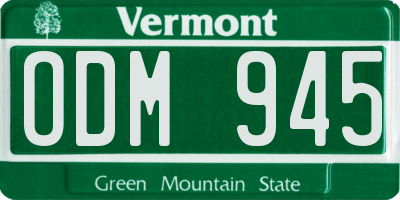 VT license plate ODM945