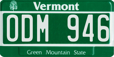 VT license plate ODM946