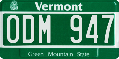 VT license plate ODM947