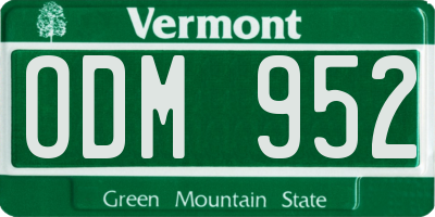 VT license plate ODM952