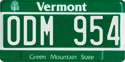 VT license plate ODM954