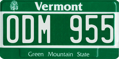 VT license plate ODM955