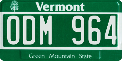VT license plate ODM964