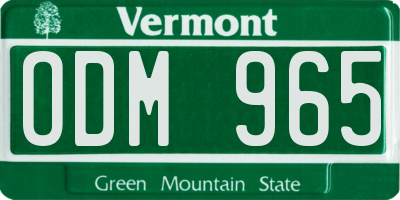 VT license plate ODM965
