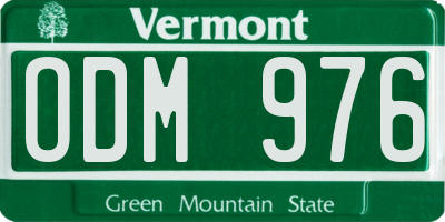 VT license plate ODM976