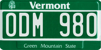 VT license plate ODM980