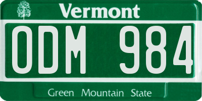 VT license plate ODM984