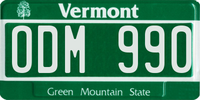 VT license plate ODM990