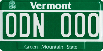 VT license plate ODN000