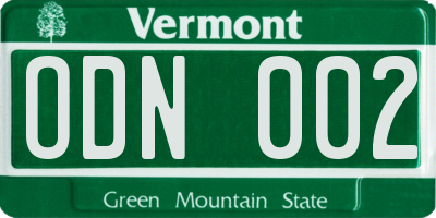 VT license plate ODN002