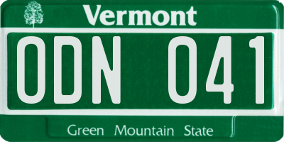VT license plate ODN041