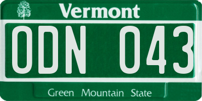 VT license plate ODN043