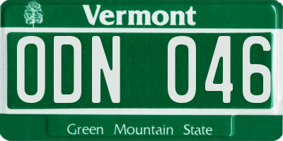 VT license plate ODN046