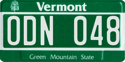 VT license plate ODN048
