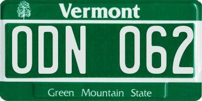 VT license plate ODN062