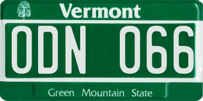 VT license plate ODN066