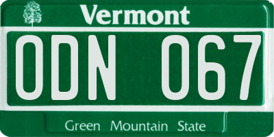 VT license plate ODN067