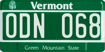 VT license plate ODN068