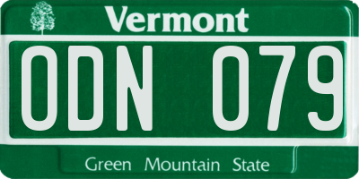 VT license plate ODN079