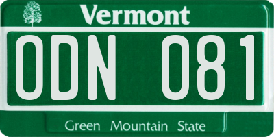 VT license plate ODN081
