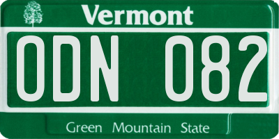 VT license plate ODN082