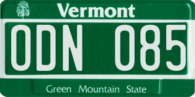 VT license plate ODN085