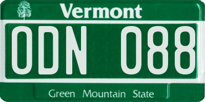 VT license plate ODN088