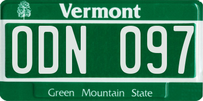 VT license plate ODN097
