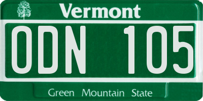 VT license plate ODN105