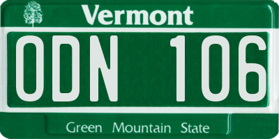 VT license plate ODN106