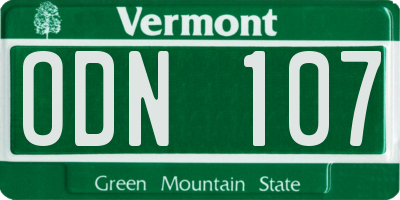 VT license plate ODN107